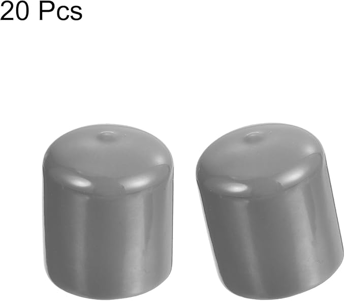 uxcell 20pcs Rubber End Caps Protective Caps 27mm ID Vinyl PVC Round Tube Bolt Cap Cover Screw Thread Protectors, Light Grey - Image 2