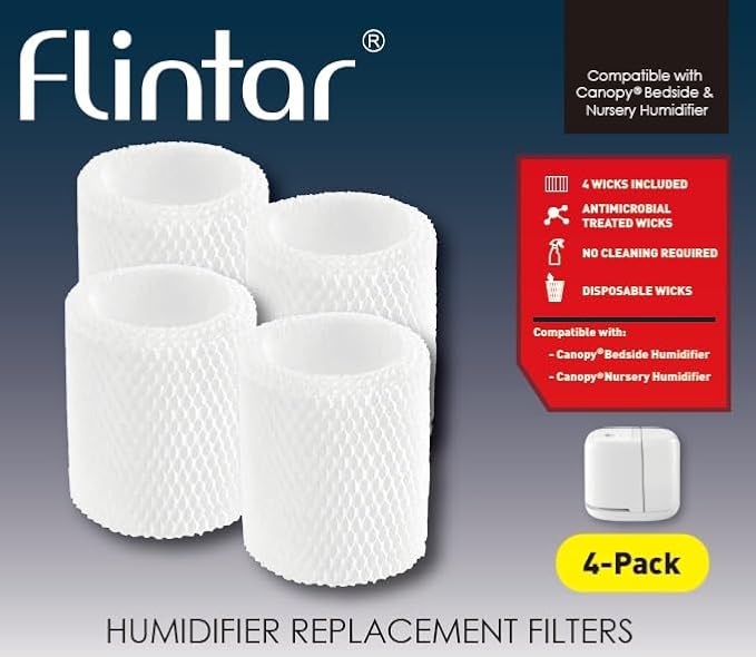 Flintar Humidifier Replacement Wick Filters, Compatible with Canopy Bedside and Nursery Humidifier, Made of Wood Pulp, 4-Pack - Image 2