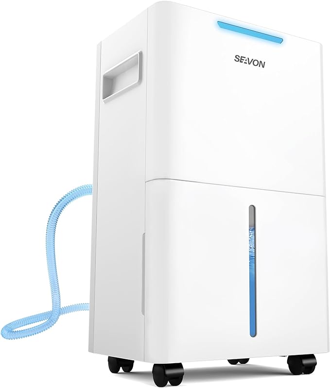 1500 Sq.ft Dehumidifier for Basement, SEAVON 21 Pint Dehumidifiers with Drain Hose for Home Large Room Bedroom Bathroom, Powerful Moisture Removal, Smart Humidity Control & Display, 24H Timer, 3 Mode by SEAVON