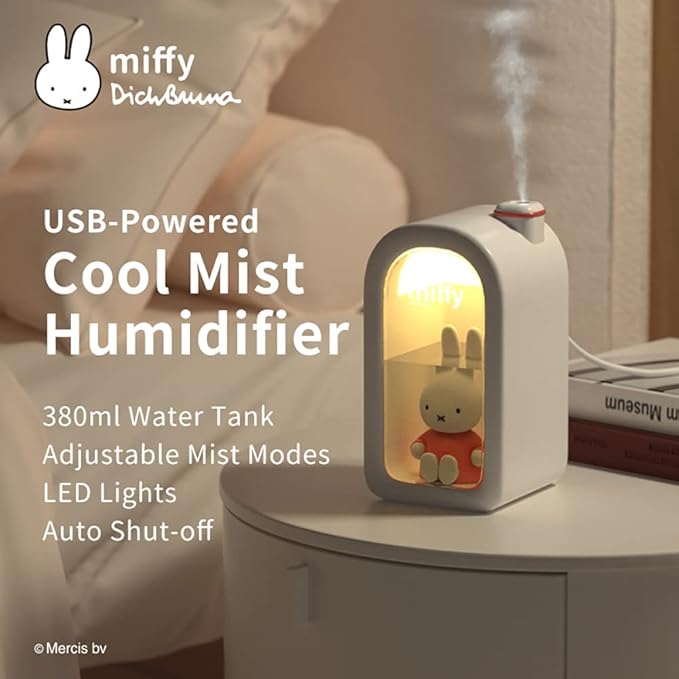 Mipow X Miffy Cool Mist Humidifier - Ultrasonic Quiet , Mini Cute Humidifier with Night Light for Bedroom/Babies Nursery/Office, 380ml - Image 2