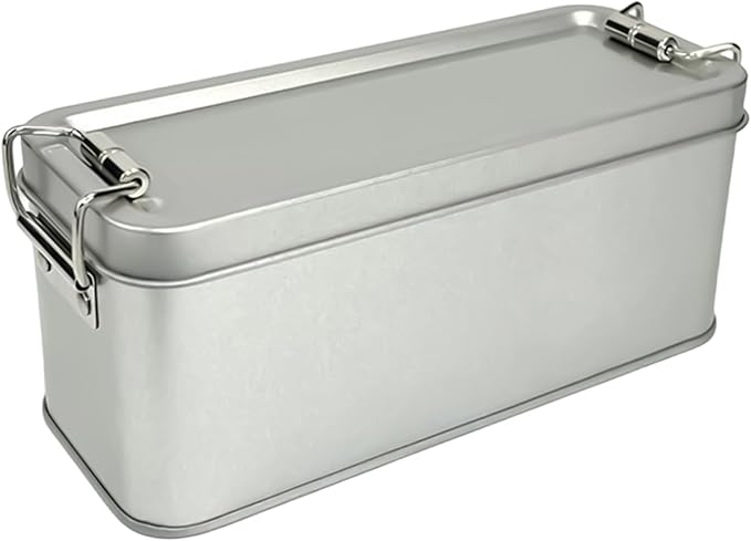 Tin Containers With Lids - Airtight Seal Rectangular Empty Storage Container | Space Saving Metal Tin Box For Cosmetics Candy Cookie Home Office Travel Jewelry Pen Eraser by Unknown