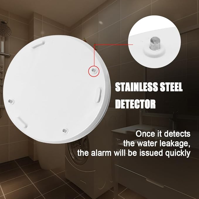 WER Water Leak Alarm Sensor, Battery Operated Leak Alert, 90dB Water Detector for Basements, Bathrooms, Laundry Rooms, Kitchens, Garages and All Office Areas (Shipped Without Battery, 4 Pack) - Image 7