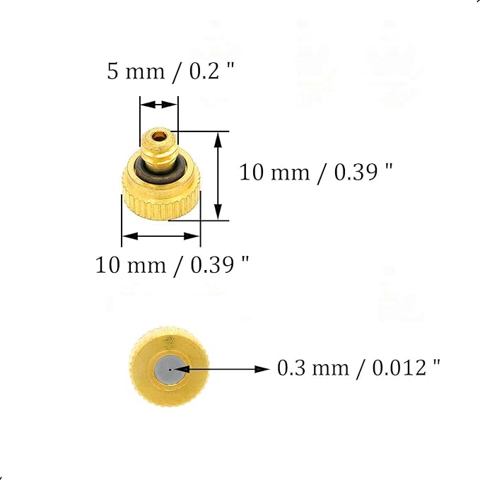 10Pcs Brass Misting Nozzle - 0.012" Orifice (0.3mm) Dia 10/24 UNC Replacement Heads for Outdoor Cooling System (0.3mm) - Image 2