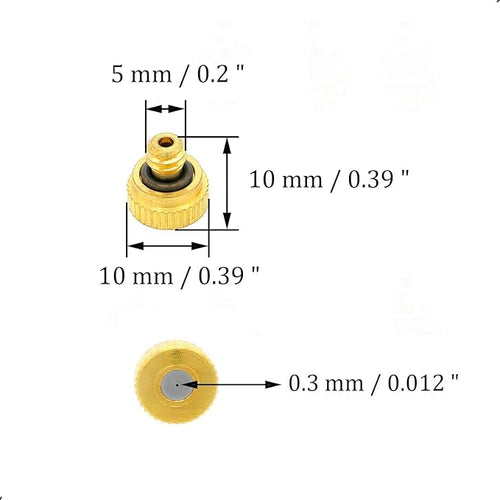 10Pcs Brass Misting Nozzle - 0.012" Orifice (0.3mm) Dia 10/24 UNC Replacement Heads for Outdoor Cooling System (0.3mm) - Image 2