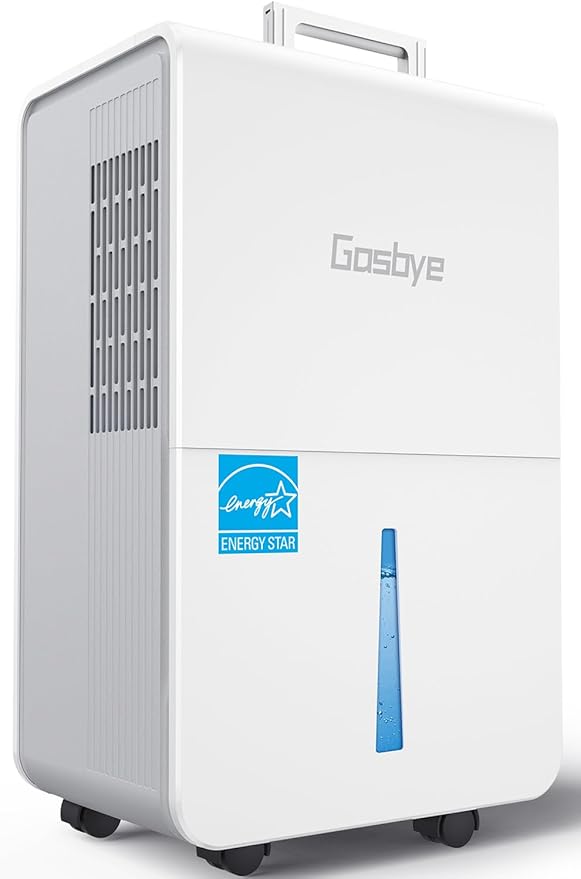 4500 Sq.Ft. 2025 Energy Star Dehumidifier for Basement & Large Rooms with Drain Hose, Max 115 Pints/Day | 45dB Quiet Compressor | 1.7 Gal Water Tank | Auto Shut-Off & Restart, White by Gasbye
