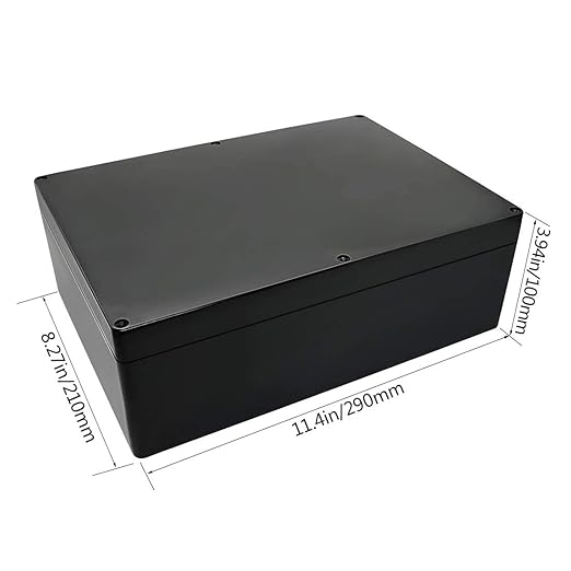 LeMotech Project Box ABS Plastic IP65 Waterproof Dustproof Electrical Junction Box Outdoor Enclosure for Electronics Black 11.41" x 8.26" x 3.93" (290 x 210 x 100mm) - Image 4