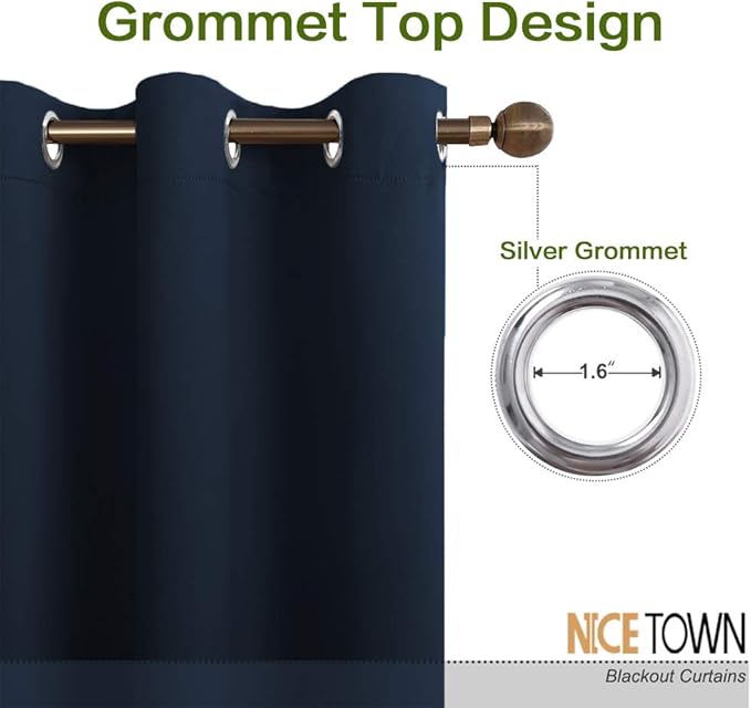 NICETOWN Bedroom Window Blackout Curtain Panel - Thermal Insulated Blackout Room Darkening Drape/Drapery (Navy, 1 Panel, 42 x 72 inch) - Image 2