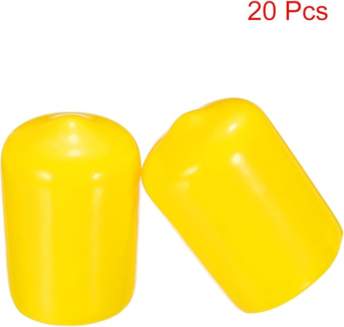 uxcell 20pcs Rubber End Caps 15mm ID Vinyl PVC Round Tube Bolt Cap Cover Screw Thread Protectors Yellow - Image 2