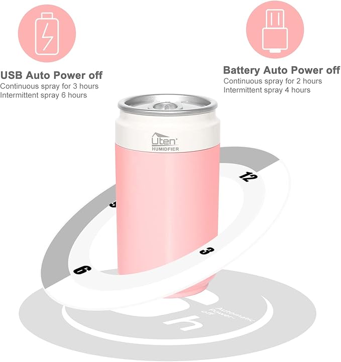 Humidifiers, Humidifier for Bedroom, Can Air Humidifier, Humidifiers for Home and Plants, USB Powered And Battery Powered Portable for Home Office Car Outdoor, 2 Mist Modes, Night Light, Auto-Off - Image 5