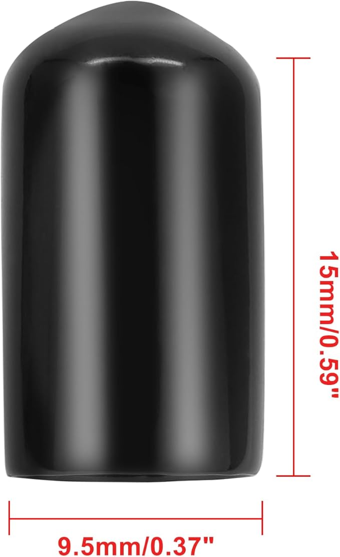 24 Pcs Round Rubber End Caps, 3/8" (9.5mm) ID Vinyl Flexible Screw Thread Protectors, Black Bolt End Caps for Metal Tubing Rod Bolt - Image 2