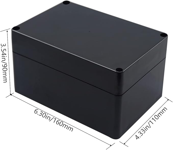 Project Box IP65 Waterproof Junction Box ABS Plastic Black Electrical Boxes DIY Electronic Project Case Power Enclosure 6.3x4.33x3.54 inch (160x110x90 mm) - Image 2