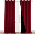 NICETOWN 100% Blackout Curtains with Black Liner Backing, Thermal Insulated Curtains for Living Room, Noise Reducing Drapes for Christmas, Burgundy Red, 52" x 102" Per Panel, Set of 2 by NICETOWN