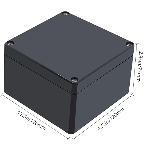 Project Box IP65 Waterproof Junction Box ABS Plastic Black Electrical Boxes DIY Electronic Project Case Power Enclosure 4.72x4.72x2.95 inch (120x120x75mm) - Image 2