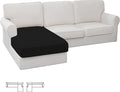 Easy-Going Stretch Sectional Couch Covers 1 Piece Chaise Lounge Slipcover L Shape Separate Cushion Couch Seat Chaise Cover for Both Left/Right Sectional Couch Black by Easy-Going