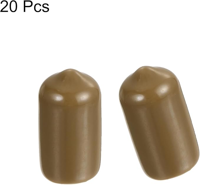 uxcell 20pcs Rubber End Caps 10.5mm ID Vinyl PVC Round Tube Bolt Cap Cover Screw Thread Protectors Light Brown - Image 2