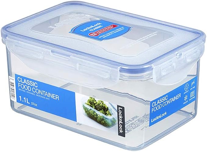 LOCK & LOCK Easy Essentials Food Storage lids/Airtight containers, BPA Free, Rectangle-37 oz-for Pasta, Clear by LocknLock