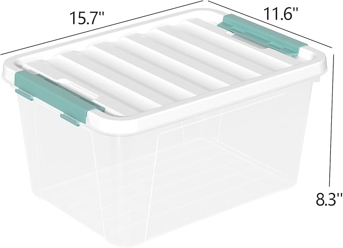 20 Quart Plastic Latching Storage Boxes, Clear Storage Box Bins with lids Set of 4 - Image 4