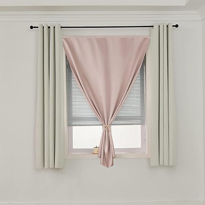 Autohesion Curtains for Windows,Bedroom Blackout Curtains for - Thermal Lnsulated No Drill Curtains Room Darkening Black Small Drapes, JILRON,(1 Panels,35Wx48L inch-Tender Pink) - Image 7