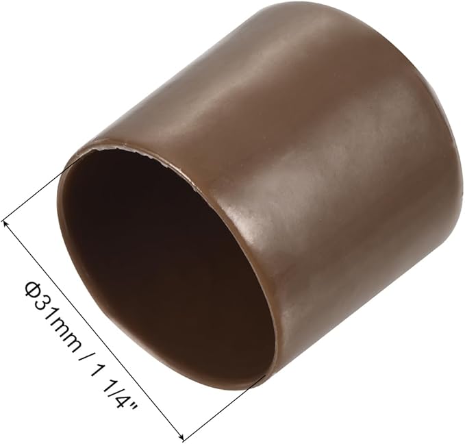 uxcell 20pcs Rubber End Caps 31mm(1 1/4") ID Vinyl PVC Round Tube Bolt Cap Cover Screw Thread Protectors Brown - Image 3