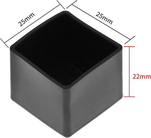 10Pcs 1" Square Chair Leg Caps, Black Vinyl Flexible Chair Leg Cover Floor Protectors for Furniture Legs, 25 x 25mm - Image 2