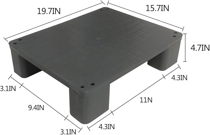 Waterproof Grid Ventilation Floor Pallet Small Warehouse Moisture Barrier Plastic Pallets Moisture Resistant for Logistics and Warehousing, Transportation Facilities(Gray-5 Set,19.7x15.7x4.7in) - Image 2