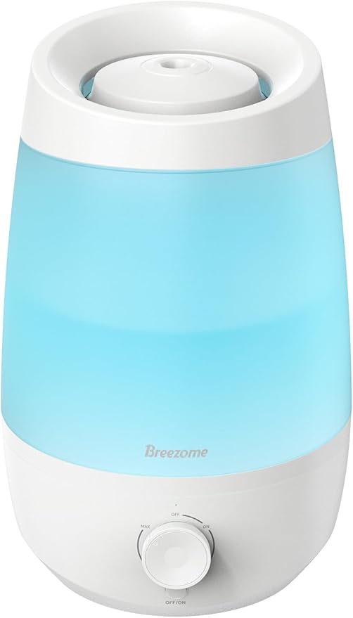 BREEZOME Humidifiers for Bedroom, 2.5L Humidifiers for home, 250ml/h Mist Output, 25hrs Essential Oil Diffuser, Auto Shut-Off, 25dB Ultra-Quiet Operation for Nurseries and Indoor Plants, White by BREEZOME