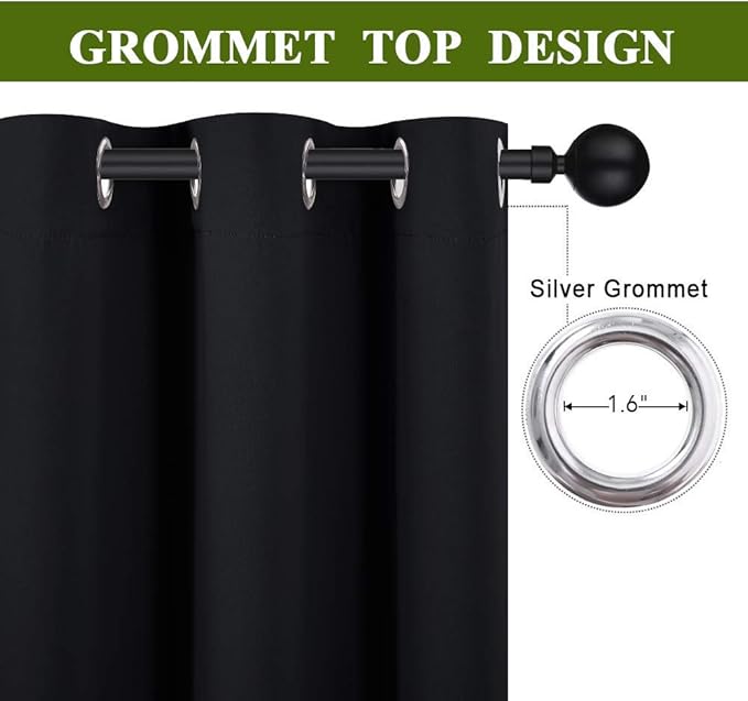NICETOWN Blackout Curtain for Sliding Door, Patio Door Curtains, Thermal Insulated Wide Drapes/Draperies for Bedroom (Black, 70 by 84 inches,) - Image 3