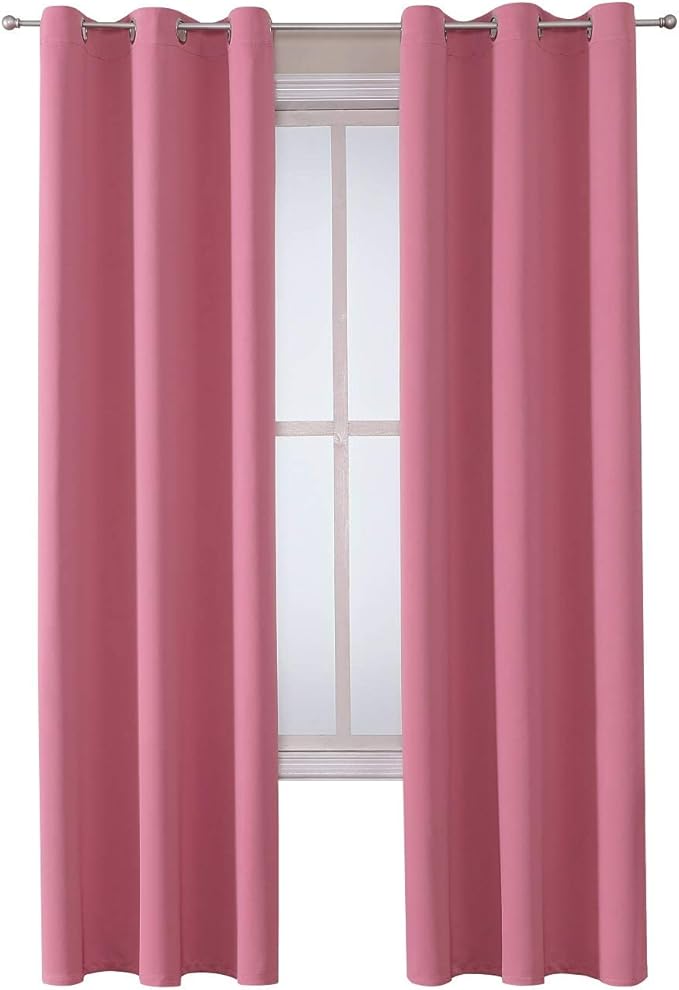 ChrisDowa Grommet Room Darkening Curtains for Bedroom and Living Room - 2 Panels Set Thermal Insulated Blackout Curtains (Pink, 42W x 84L ) - Image 7