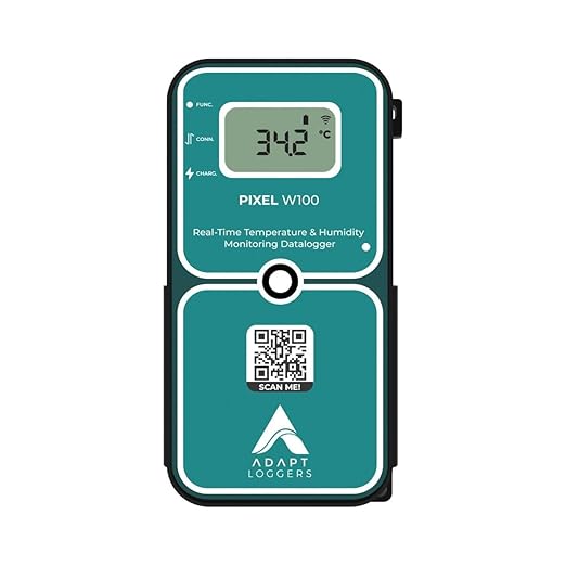 Adapt Ideations Pixel W100 Wireless Real-Time Temperature and Humidity Data Logger | 2.4 GHz Wi-Fi (6 Month Plan) by EmbeddedWorksCorporation