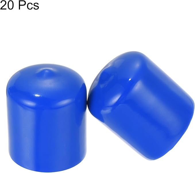 uxcell 20pcs Rubber End Caps 23mm ID Vinyl Round Tube Bolt Cap Cover Screw Thread Protectors Blue - Image 2