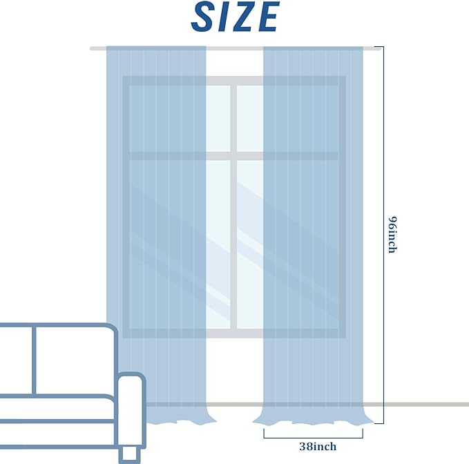 jinchan Linen Floral Curtains 96 Inch Length for Living Room Bedroom Light Filtering Farmhouse Peony Flower Drapes Rustic Window Curtain Set Rod Pocket Back Tab 2 Panels Blue - Image 3