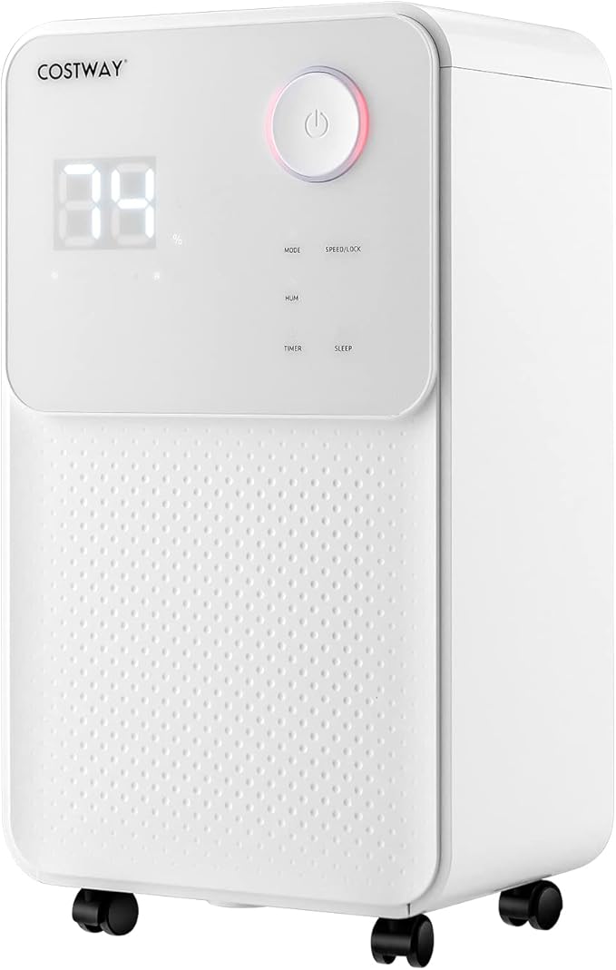 COSTWAY 2000 Sq. Ft Dehumidifier for Large Room & Basement, 32 Pint Dehumidifier with Drain Hose, 4 Modes, 2 Speeds, 24H Timer, Auto Defrost, 3-Color Digital Display by COSTWAY