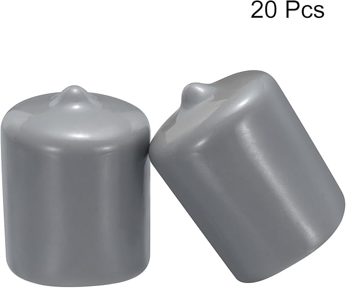 uxcell 20pcs Rubber End Caps 22mm(7/8") ID Vinyl PVC Round Tube Bolt Cap Cover Screw Thread Protectors Grey - Image 2