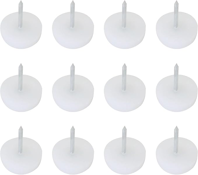 60PCS Chair Table Leg Protectors 14mm Plastic Cap Sliding Flat Nails Anti Furniture Scratch Floor Table Chairs Cabinets Silent Moisture Resistant Round Rubber Feet Nails White by ITROLLE