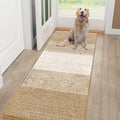 Smiry Dog Door Mat for Muddy Paws, Absorbs Moisture and Dirt, Low-Profile Entryway Mat with Non-Slip Backing, Entry Indoor Outdoor Doormat for Inside Floor (48x30 Inches, Beige, Striped) by Smiry