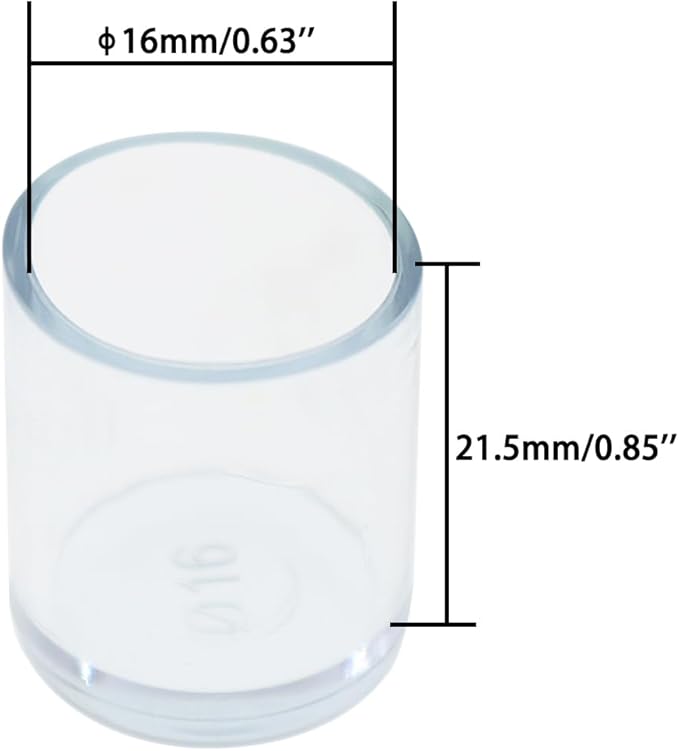 Round Chair Leg Caps,PVC Furniture Feet Covers,TTZEZE Transparent Round Floor Protectors,Clear Table Feet Covers Preventing Plastic Chair Leg Covers Scratches and Noise 16mm/0.63'', 24 - Image 2