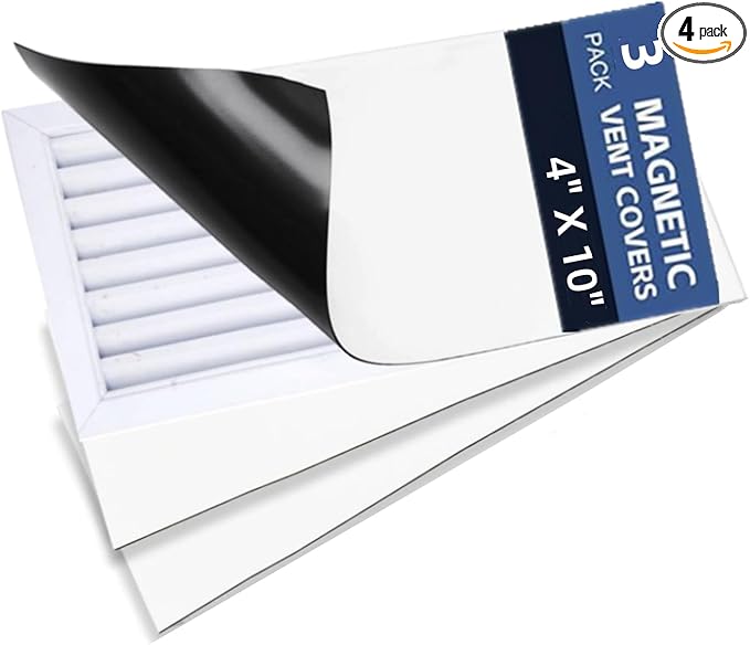 Magnetic Vent Covers 4" X 10", 3 Pack Thick Stronger Magnet Air Vent Cover for Floor, Wall, Ceiling Vents, Air Registers, RV, Home HVAC and AC Vents by Unknown