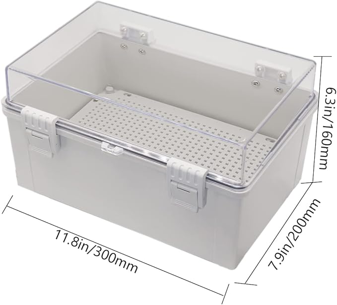 Zulkit Junction Box ABS Plastic Dustproof Waterproof IP65 Electrical Boxes Hinged Shell Outdoor Universal Project Enclosure Grey Clear Cover With Mounting Plate 11.8 x 7.9 x 6.3 inch (300x200x160mm) - Image 2