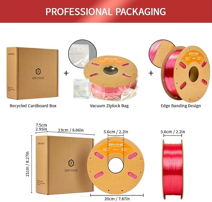 ERYONE Silk PLA Filament for 3D Printer, 1.75mm +/- 0.03mm, 1kg (2.1LBS)/Spool, Silk Metallic Fuchsia - Image 6