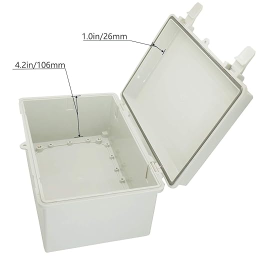 Zulkit Junction Box ABS Plastic Dustproof Waterproof IP65 Electrical Boxes Hinged Shell Outdoor Universal Project Enclosure with 2 Cable Glands 11.42 x 7.48 x 5.51 Inch (290x190x140mm) - Image 4