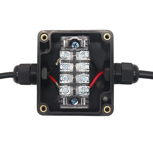 Watertight Junction Box, IP67 Waterproof Electrical Project Box with 4P 15A Barrier Terminals,1 in/1 Out Cable Glands Electronic Enclosure 2.48" x 2.28" x 1.37" - Image 5