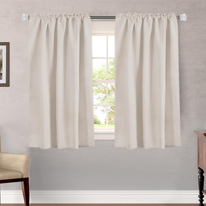 H.VERSAILTEX Blackout Curtains Thermal Insulated Window Treatment Panels Room Darkening Blackout Drapes for Living Room Back Tab/Rod Pocket Bedroom Draperies (2 Panels, Natural, 52 x 54 Inch) - Image 2