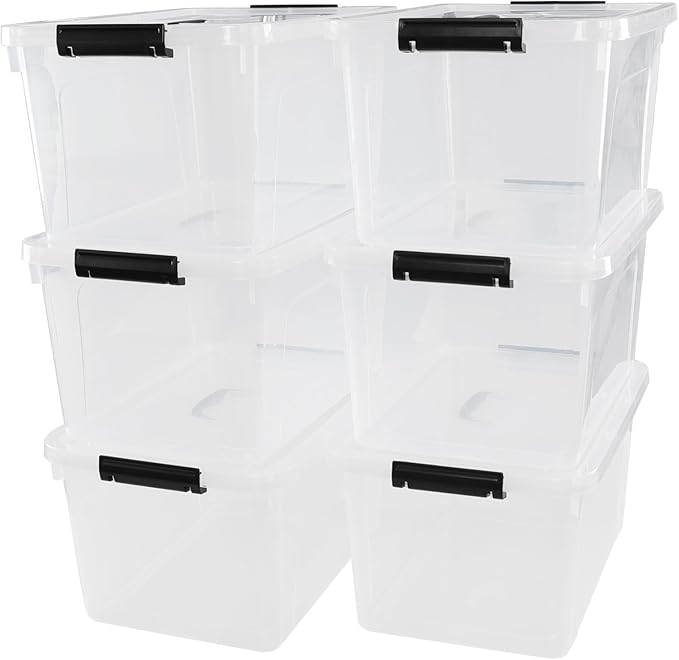 18 Liters Storage box with lid, Clear Plastic Storage Totes with Handles Set of 6 - Image 2