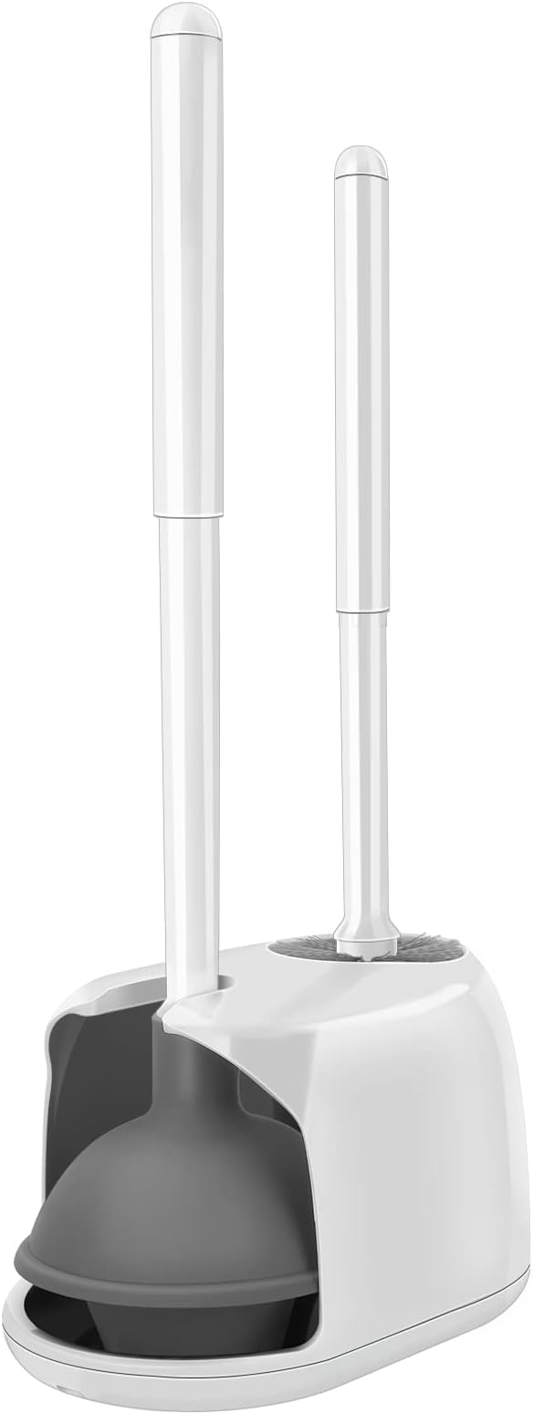 SetSail Toilet Brush and Plunger Set, Toilet Plungers for Bathroom Heavy Duty Toilet Bowl Brush and Holder Hidden Toilet Plunger and Brush Set for Deeply Cleaning - White by SetSail