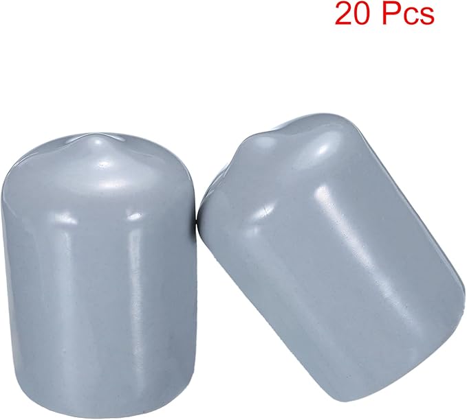 uxcell 20pcs Rubber End Caps 19mm(3/4") ID Vinyl PVC Round Tube Bolt Cap Cover Screw Thread Protectors Grey - Image 2