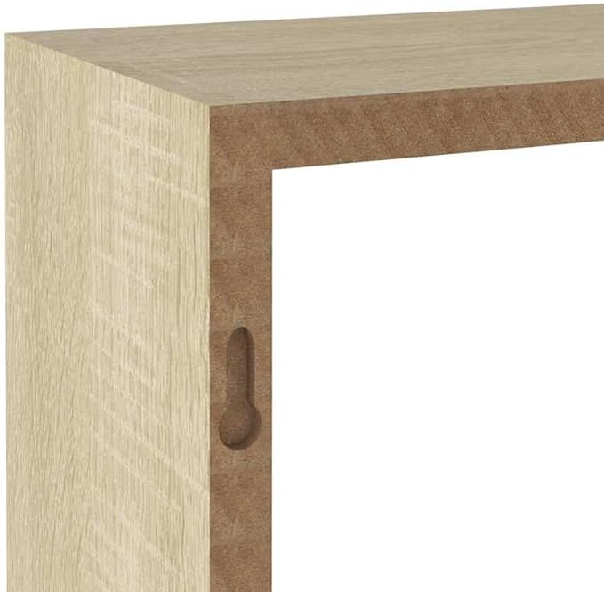 vidaXL Set of 3 Sonoma Oak Wall Cube Shelves - Modern, Durable MDF Floating Shelves for Display and Storage, Easy Installation - Image 6