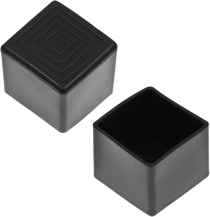 10Pcs 1" Square Chair Leg Caps, Black Vinyl Flexible Chair Leg Cover Floor Protectors for Furniture Legs, 25 x 25mm - Image 3
