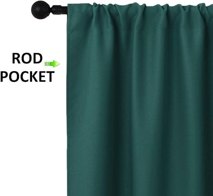 NICETOWN 2 Panels Blackout Curtains, Rod Pocket Thermal Insulated Drapes for Kitchen, Heavy Duty Small Window Treatment for Dorm Room, Studio Apartment, Basement (Hunter Green, W42 x L30) - Image 5
