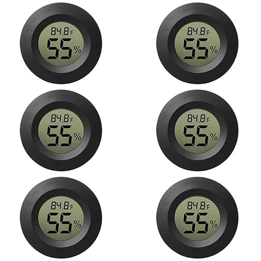 6-Pack Mini Hygrometer Thermometer Digital LCD Monitor Indoor/Outdoor Humidity Meter Gauge Temperature for Humidifiers Greenhouse Reptile Fahrenheit(℉)/ Celsius(℃) by Rojuna