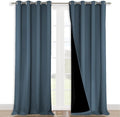 NICETOWN Full Shading Curtains for Windows, Smoky Blue, Pack of 2, 52 inches W x 95 inches L, Super Heavy-Duty Black Lined Blackout Curtains for Bedroom, Privacy Assured Window Treatment by NICETOWN